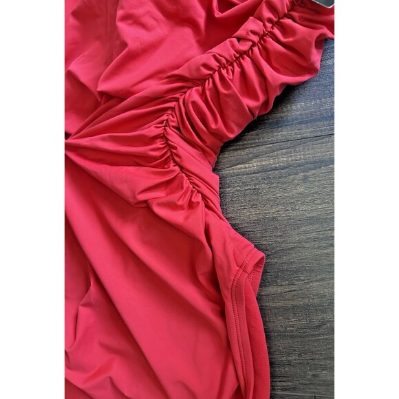 Lauren Ralph Lauren Women's Plus Size Asymmetric One-Piece swimsuit Red 16w - Picture 8 of 9